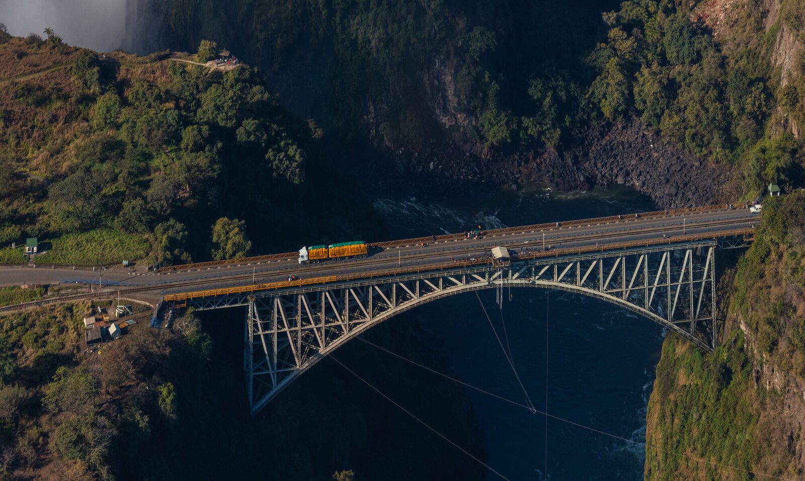 The Victoria Falls Bridge arching over the Batoka Gorge with the Zambezi River far below